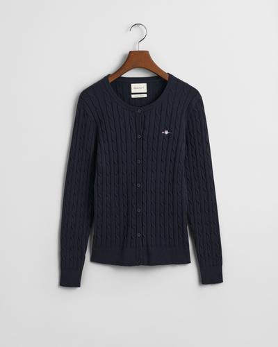 Strickjacke aus Stretch-Baumwolle mit Zopfmuster M - Evening Blue