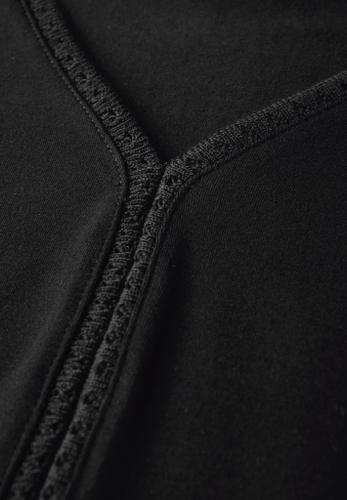 Jersey-Top mit Häkeldetails Schwarz 38
