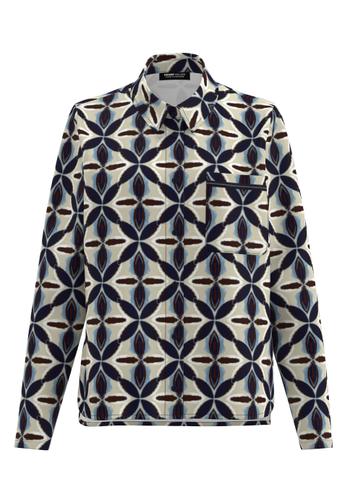 Bluse ELEMENTS mit Allover-Print 38 - French Blue/ink/sand
