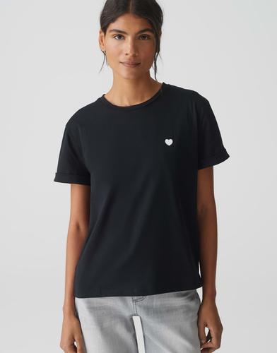 OPUS T-Shirt »Serz« mit kleiner Herz-Stickerei - Schwarz / 42