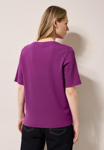 Basic Rippstruktur T-Shirt L - Anemone Pink