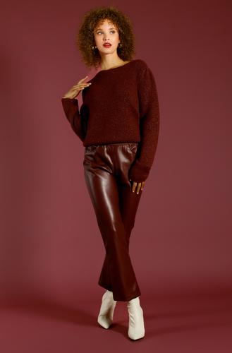 Straight-Leg-Lederhose 38 - Bordeaux
