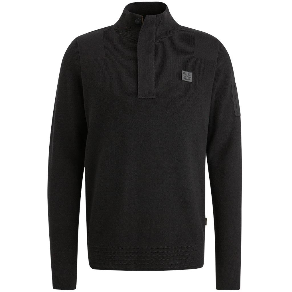 Half zip collar cotton knit Grau L
