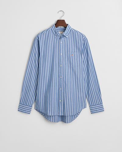 Regular Fit Classic Popeline Hemd mit Streifen L - Rich Blue