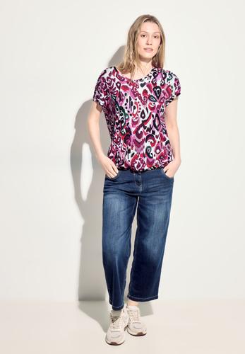 T-Shirt mit Ornament Print S - Bloomy Pink