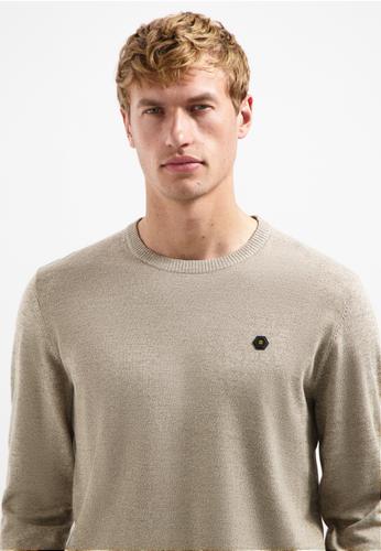 Pullover Crewneck 2 Coloured Melange XL Regular Fit - Sand
