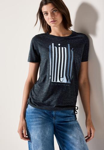 Ausbrenner-Shirt mit Wording M - Universal Blue