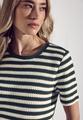 Strick-Look Streifenshirt Grün 40
