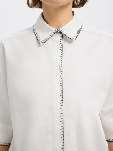 SLFFIA 2/4 CROPPED STITCHED SHIRT B 40 Verkürzt - Bright White