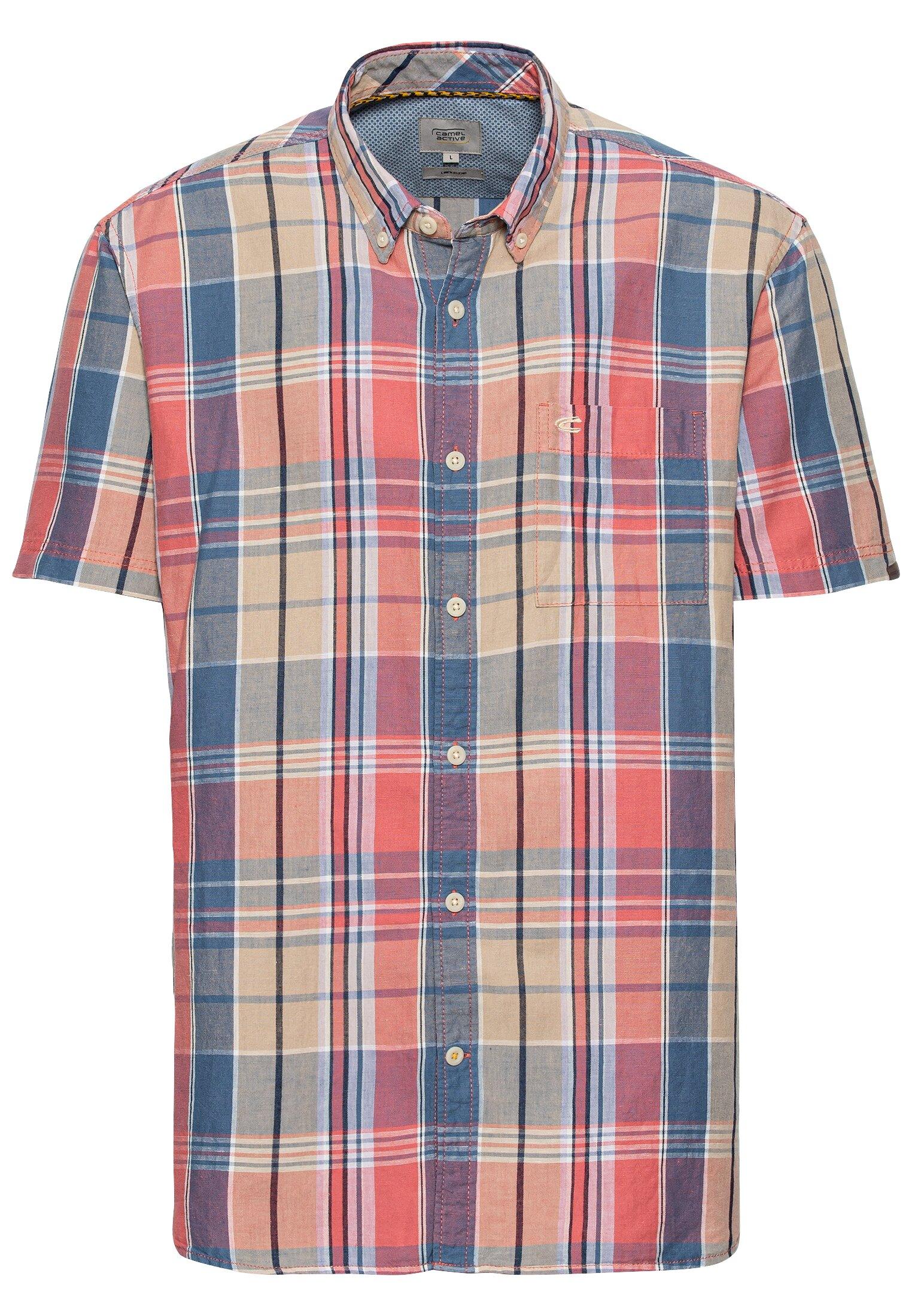 Karohemd aus Leinenmix M Regular Fit - Faded Red