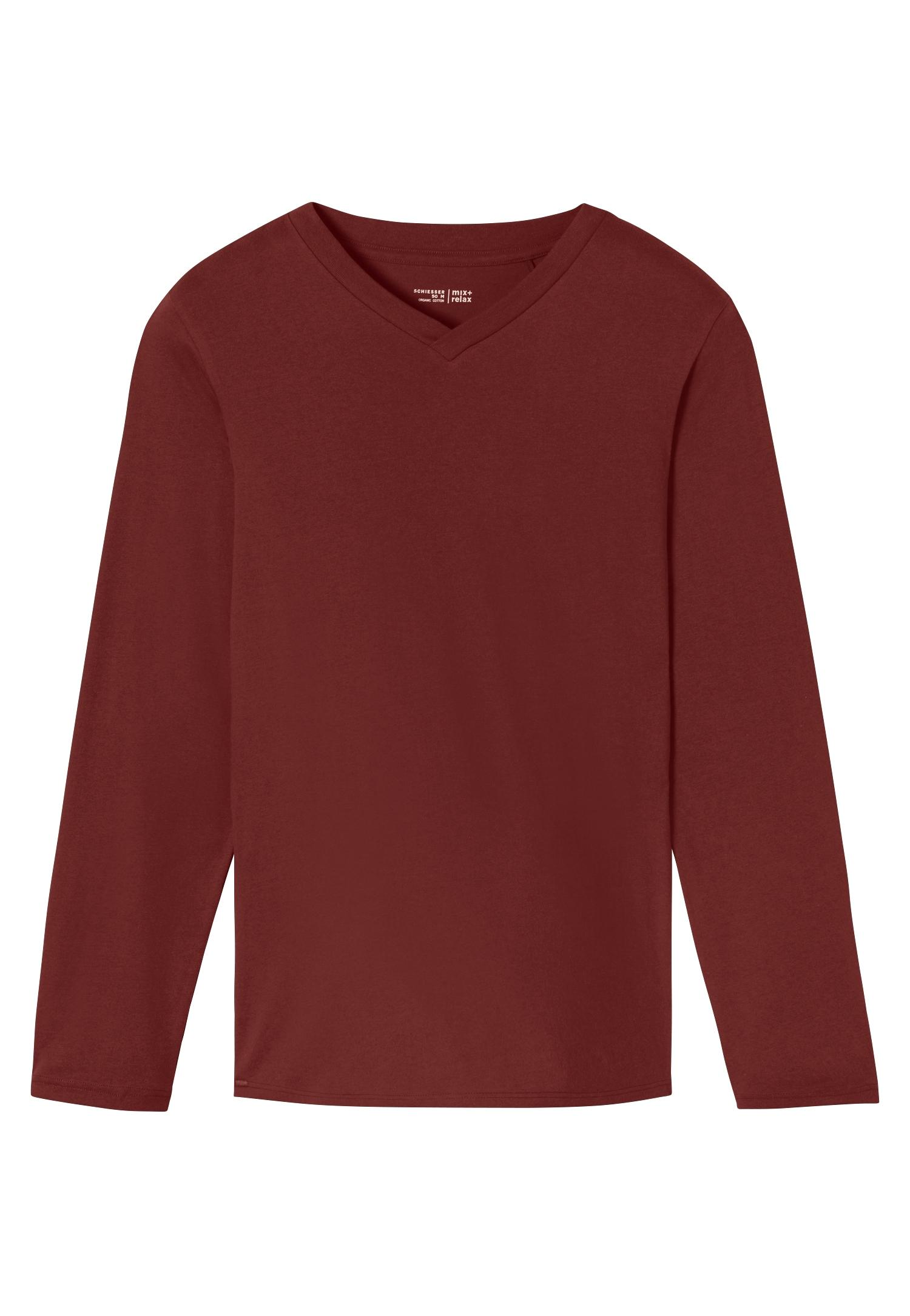 Langarmshirt V-Ausschnitt 52 - Burgund
