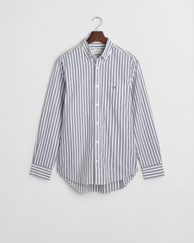 Regular Fit Classic Popeline Hemd mit Streifen Weiß M
