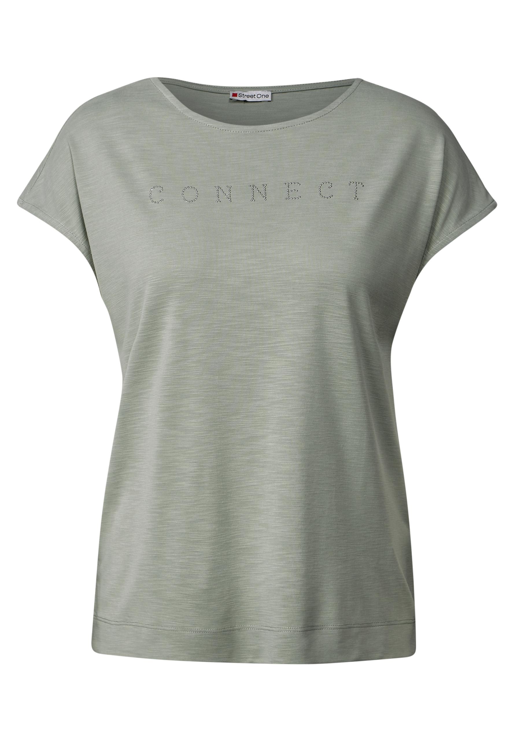 Silk-Look Shirt mit Wording 36 - Dusty Milky Green