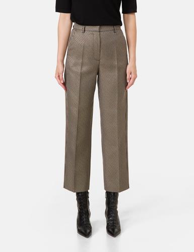 Gepflegte 7/8 Hose Straight Fit 36 Feminine Passform | Gerade geschnitten - Schwarz Gemustert