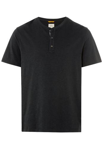 Kurzarm Henleyshirt aus reiner Baumwolle Grau L