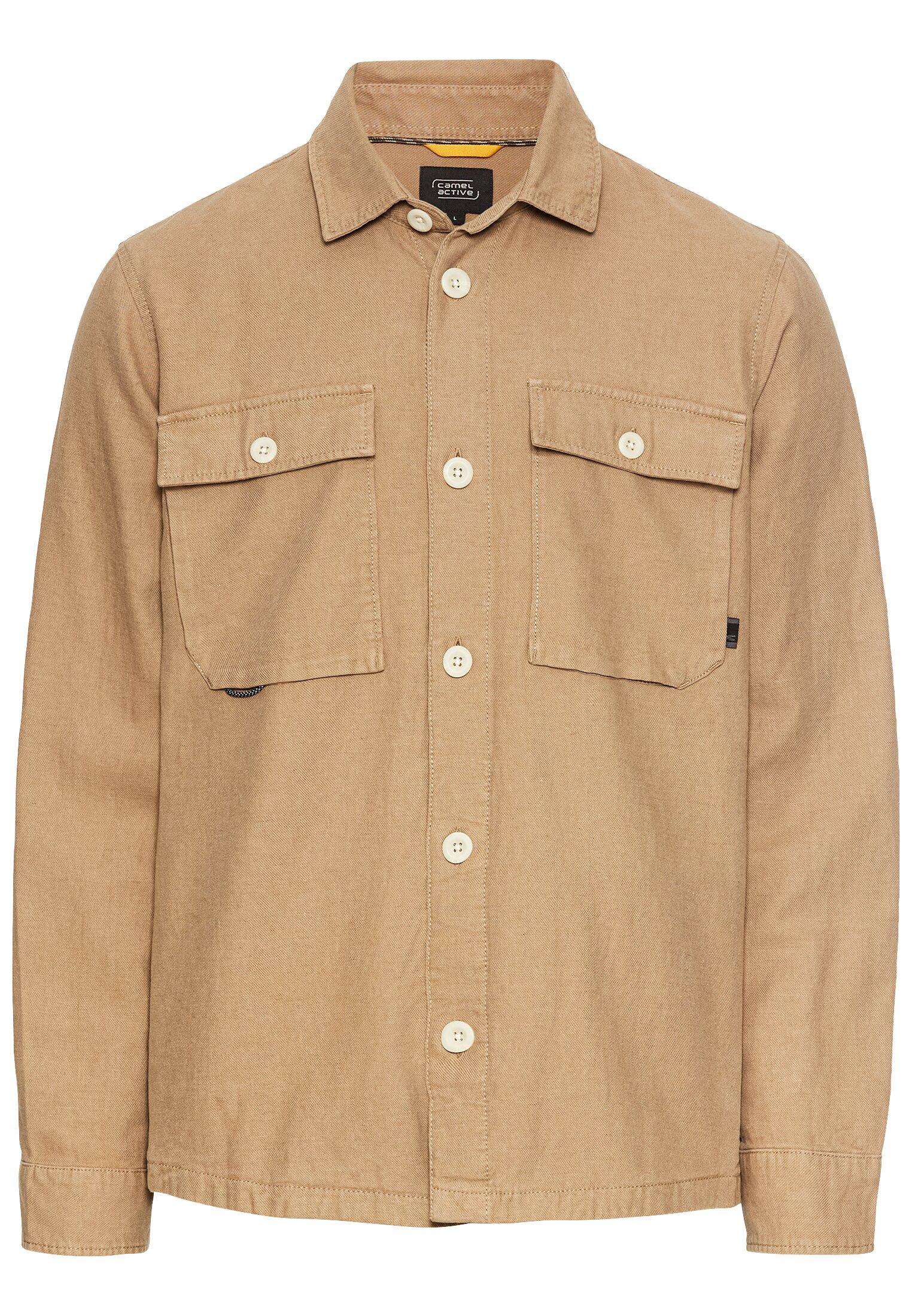 Overshirt aus Leinen-Baumwoll-Mix M Relaxed Fit - Wood