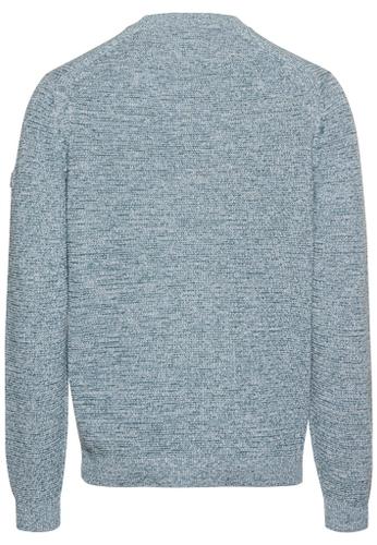 Rundhals Pullover aus Baumwolle Blau XL