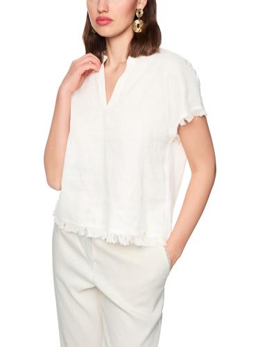 Blusenshirt aus Leinen-Baumwolle-Mix 40 - Bright Ecru