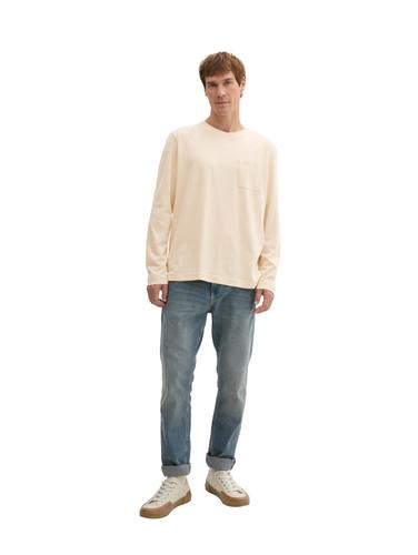 Basic Langarmshirt mit Bio-Baumwolle XXL Regular Fit - Smooth Light Sand