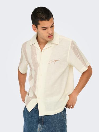 ONSSEIO EMB DETAILED SS SHIRT 0323 L Normal geschnitten - Antique White