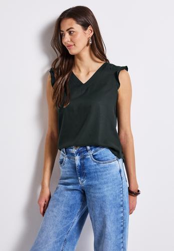 V-Neck Top mit Häkeldetails 36 - Pine Grove Green