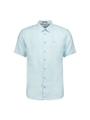 Shirt Short Sleeve Linen Solid Blau L