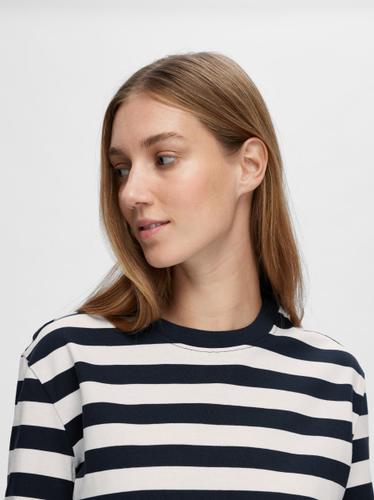 SLFESSENTIAL LS STRIPED BOXY TEE NOOS XL Box Fit - Dark Sapphire