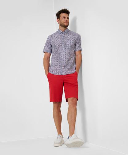 Style Dan XXL Herrenhemd, Halbarm, Button Down-Kragen, Durchgehende Knopfleiste, Modern Fit, Leicht taillierte Silhouette - Coral
