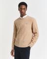 Lambswool Zopfstrick Rundhalspullover XXL - Khaki Melange