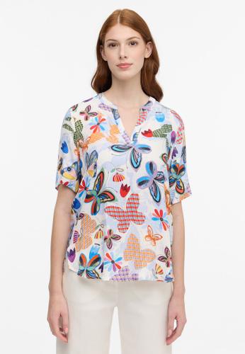 Bluse Viskose Kurzarm Blau 40/Kurzarm