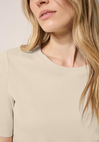 Basic Rippstruktur T-Shirt L - Light Beige
