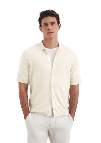 Strick-Bowlinghemd regular Beige L