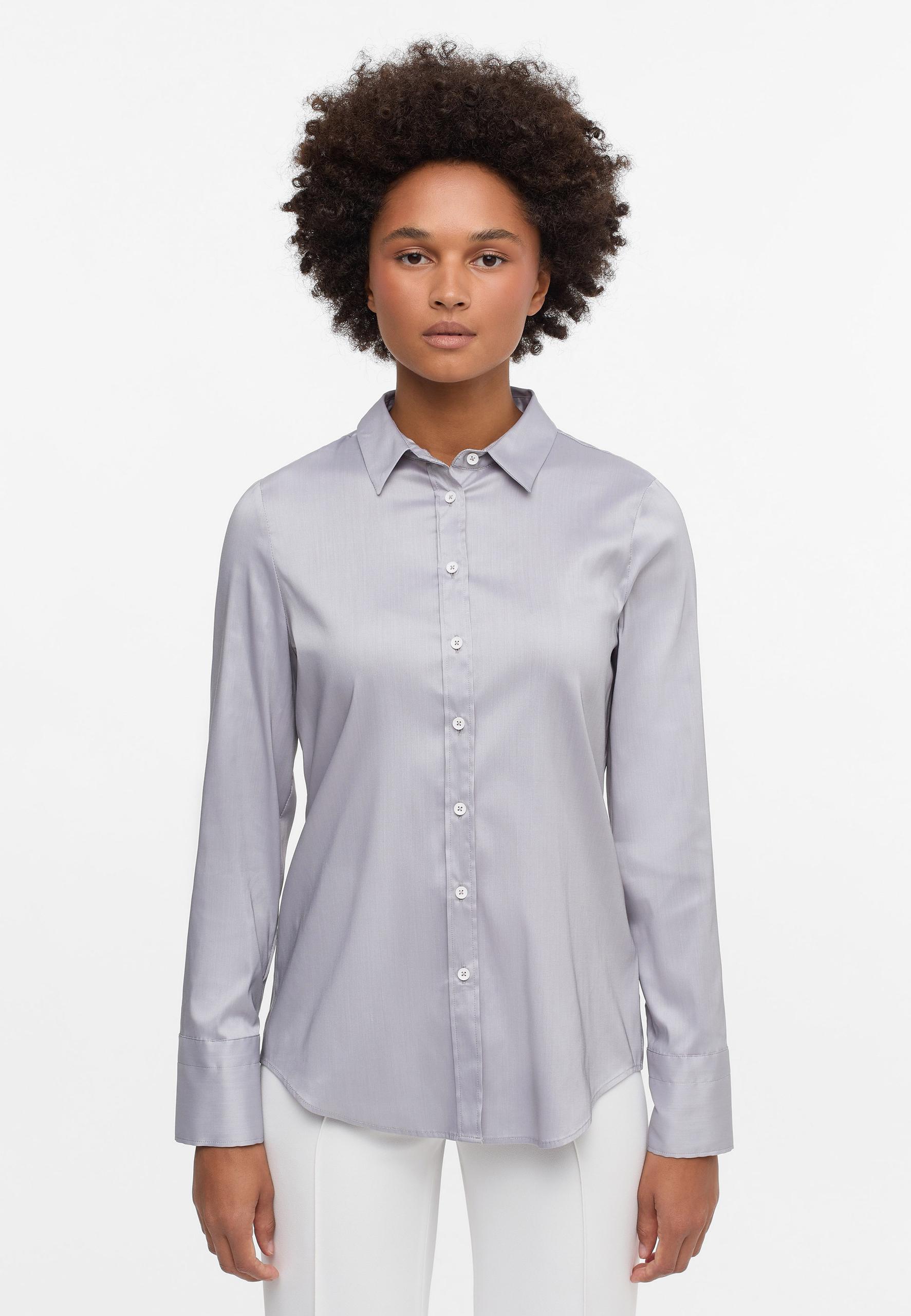 Performance Shirt Bluse Twill Langarm 44/Langarm FITTED - Hellgrau
