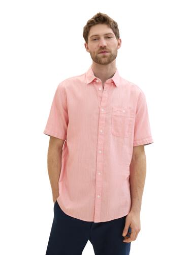 Chambray Kurzarmhemd XXL Regular Fit - Coral White Structure