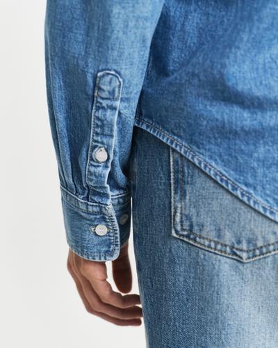 Regular Fit Jeansbluse 36 - Semi Light Blue Worn In