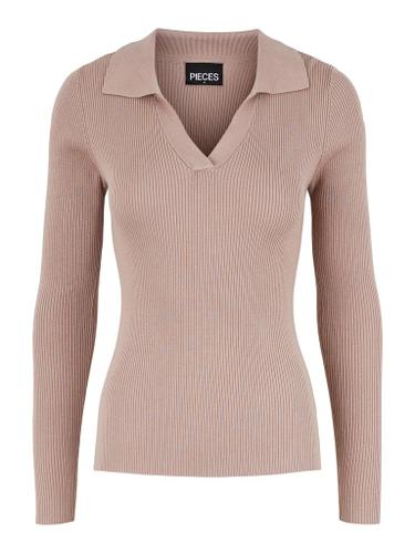 PCHARTLEY LS V-NECK POLO KNIT BC Grau L