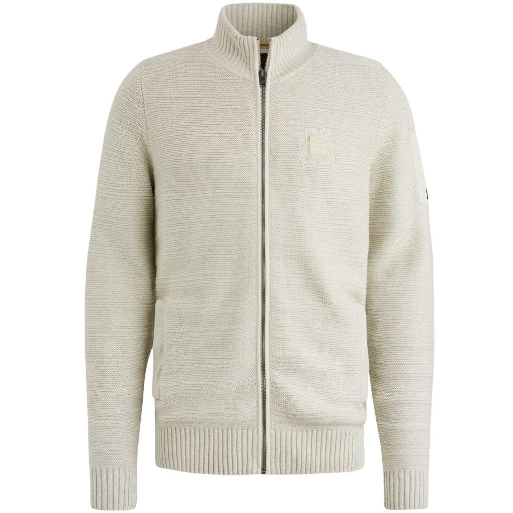 Zip jacket cotton structure knit Weiß L
