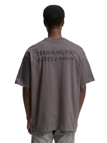 Oversize T-Shirt mit Rückenprint S Oversized Fit - Pavement Grey
