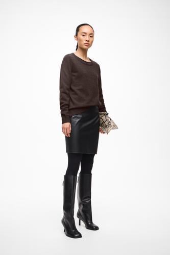 VIRIL O-NECK L/S KNIT TOP - NOOS S Normal geschnitten - Coffee Bean