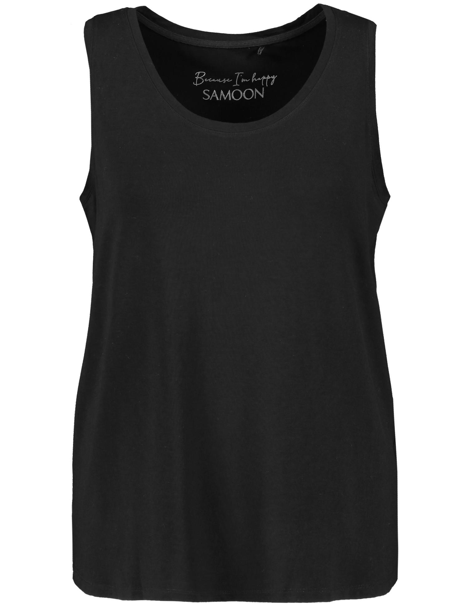 Basic-Top mit Seitenschlitzen 46 Figurumspielend - Black