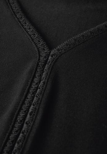 Jersey-Top mit Häkeldetails Schwarz 40