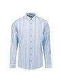 Shirt Vertical Big Stripe With Linen XL Regular Fit - Blue
