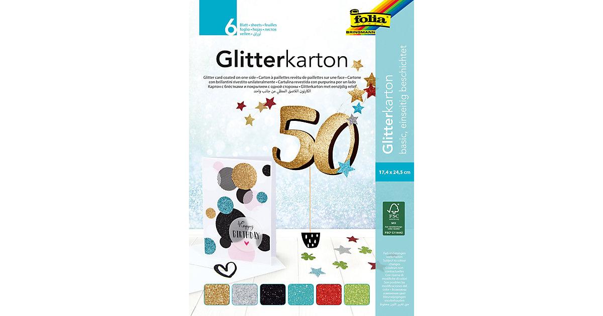 Glitterkarton-Block Basic, 6 Blatt 17,4 x 24,5 cm