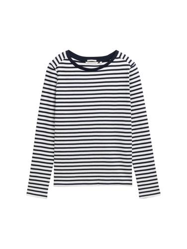 Langarmshirt mit Streifenmuster XL Regular Fit - Navy White Stripe