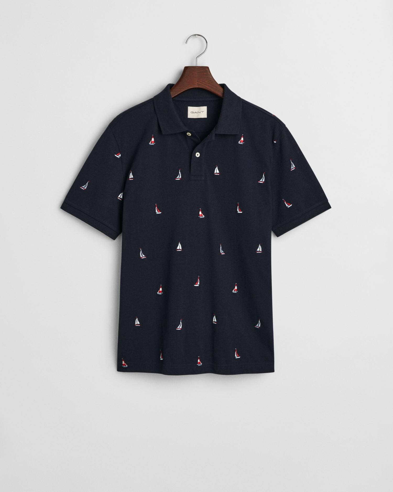 Graphic Poloshirt Boots-Stickerei M - Evening Blue