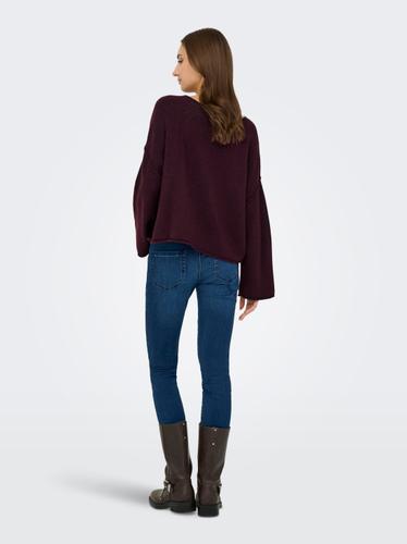 JDYRUE LIFE L/S BOAT NECK PULL KNT NOOS L Knit Fit - Maroon Banner