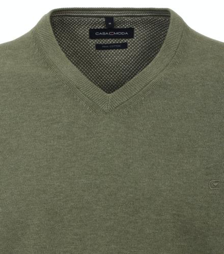 Pullover mit V-Ausschnitt uni 004430 XL - Grün