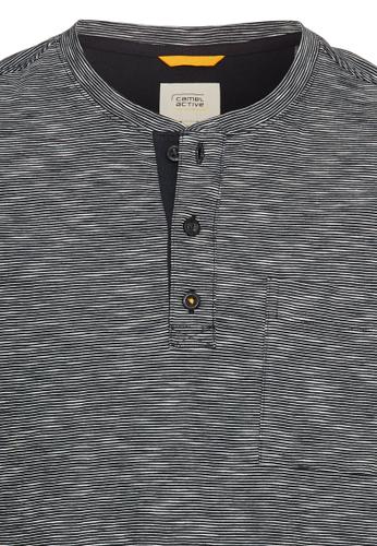 Kurzarm Henley aus reiner Baumwolle Blau L