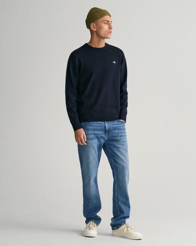 Classic Rundhalspullover aus Baumwolle Blau S