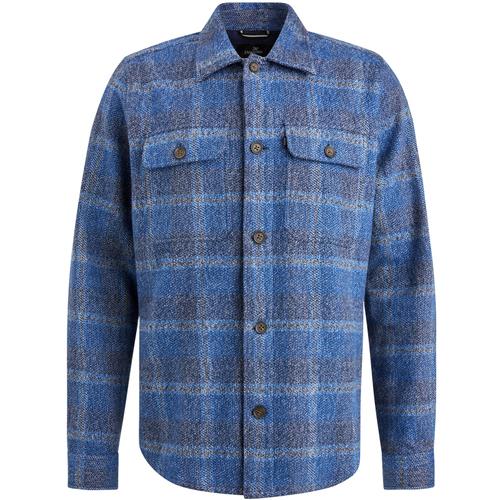 Long Sleeve Shirt Check Brushed Mouline L Regular Fit - Blue Indigo